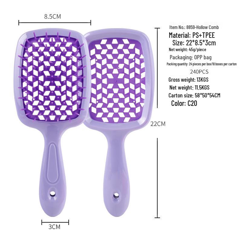 

Versatile Comb Set: Mesh, No-Knot Smooth, Vented, Fluffy Hair Massage, and Square Comb Boxed