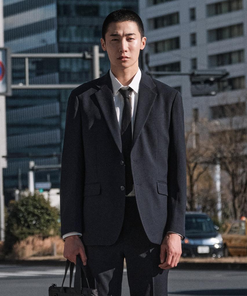 Stco [Summer Setup] 4-Way-Stretch Lightweight Twill Setup Set_Navy (Relaxed Fit)_Sejwb01Set