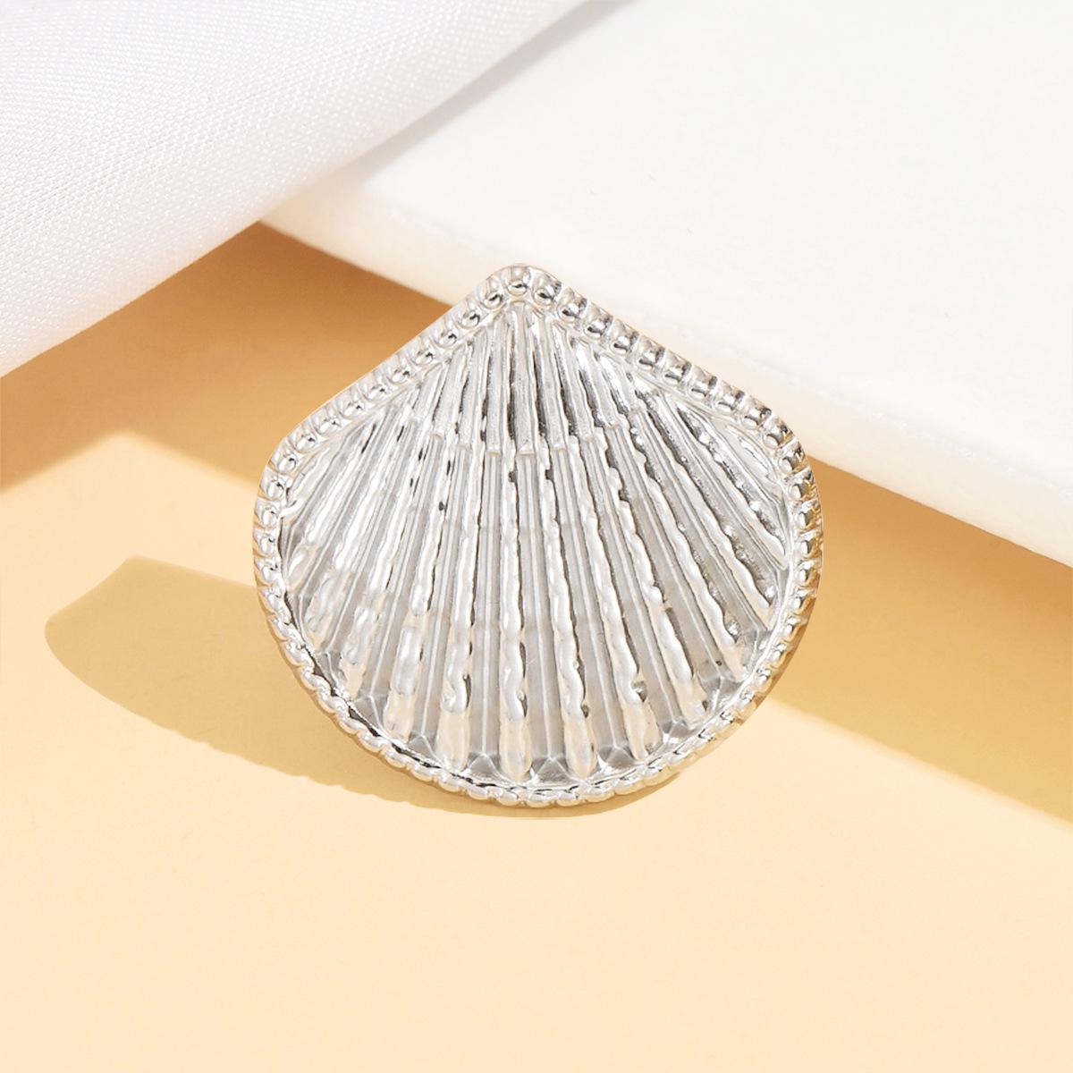 Stainless Steel Seashell Ring: Casual Ocean Series, Exaggerated Scallop Design