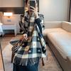 Winter love plaid scarf women's versatile imitation cashmere warm fringed shawl thickened scarf