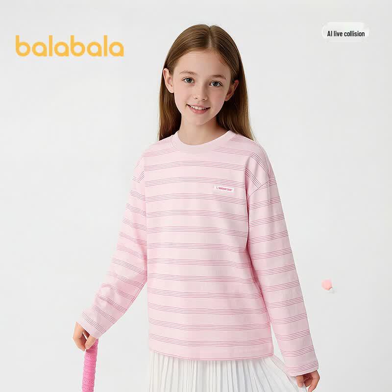Balabala Kids' 2026 Spring Striped Long-Sleeve T-Shirt