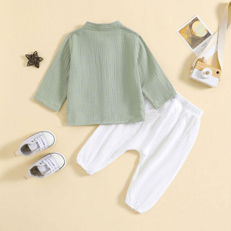 1-12 Years Kids Clothes Set Long Sleeve Button Top and Pants