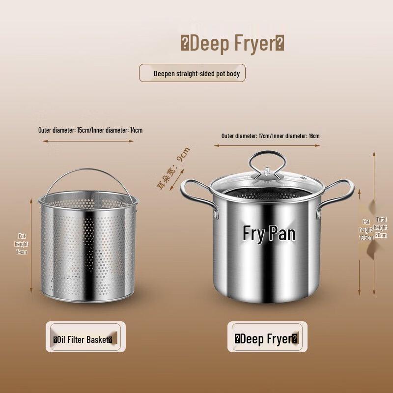 Wutuo 16cm Stainless Steel Fryer & Steamer