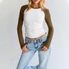 Women's Fashion Slim Fit Long Sleeve Colorblock Top
