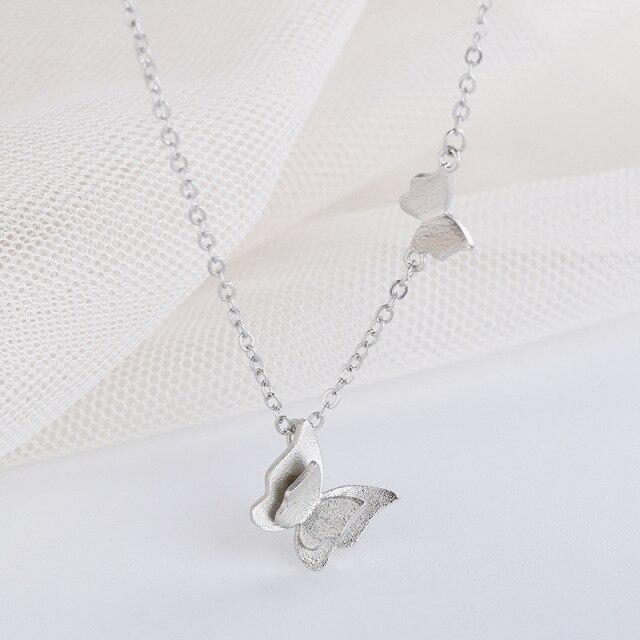 Mihan Zircon Butterfly Pendant Necklace Light Luxury Crystal Sweet Korean Temperament Chain Necklace For  Women Jewelry Gifts