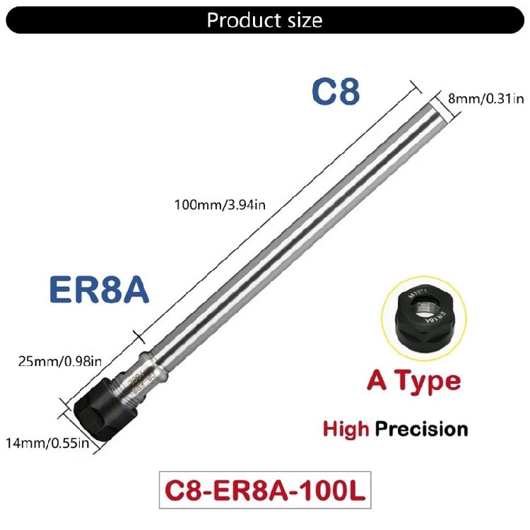 Heavy Duty Straight Shank Extension For Tool Alloy Steel 0.01mm Pulsation Control Highly Speed Milling Accessories
