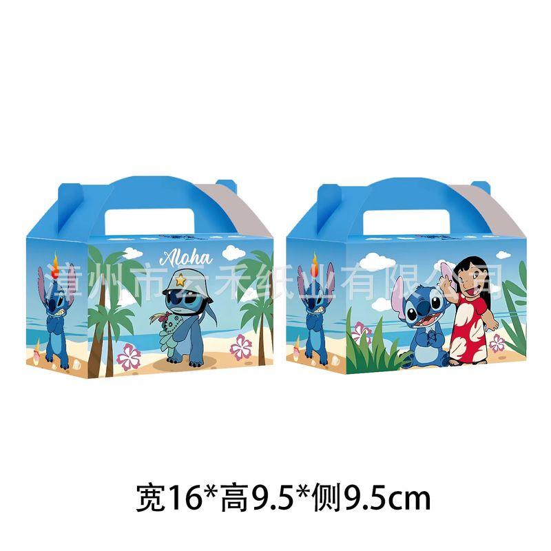 Heißes 12/24 Stück Set Stitch Engel Thema Figuren Süßigkeiten Hand-Held Papierbox Geschenkbeutel Cartoon Kinder Geburtstagsparty Geschenk Dekoration