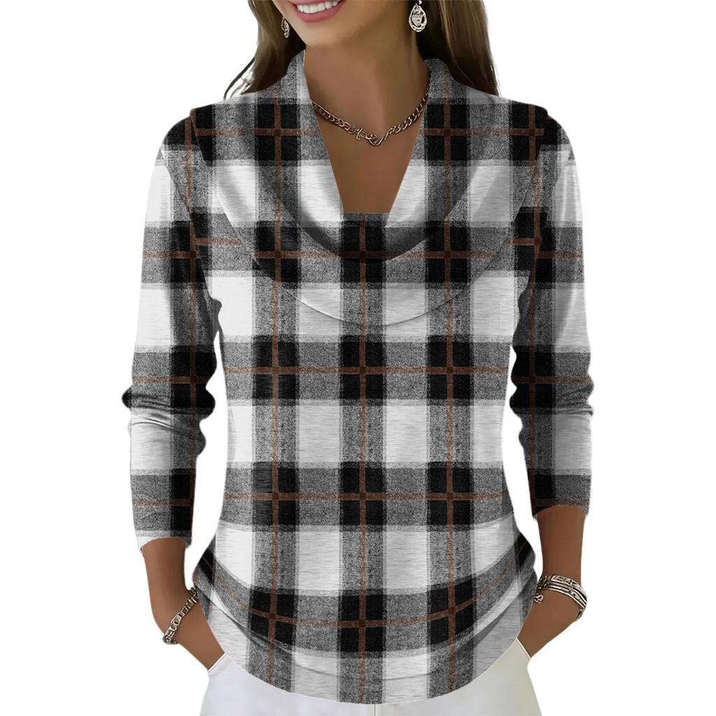 Dámský ležérní a módní svetr s dlouhým rukávem a potiskem, kulatým výstřihem