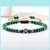 Geometric Evil Eye Bracelet With Volcano Stone Beads For Unisex Fashion Accessory