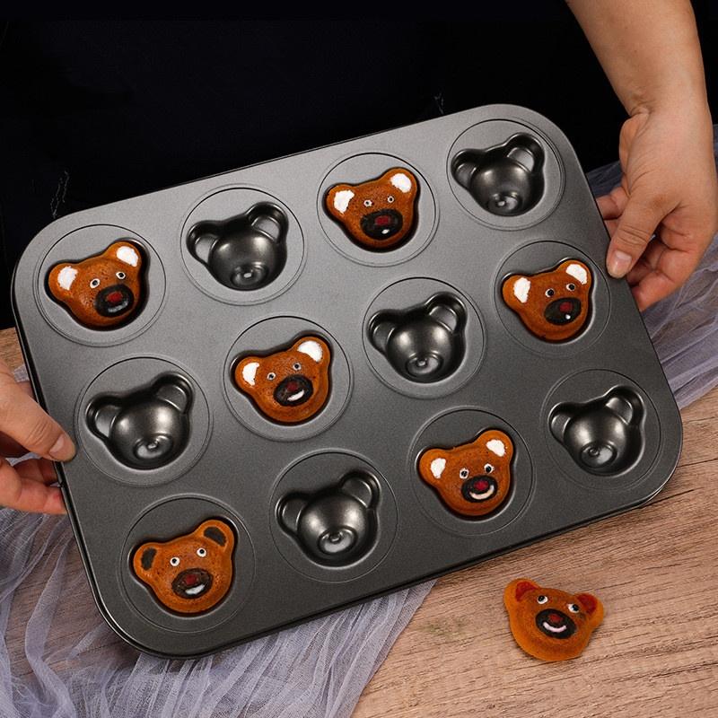4/6/9/12 Even Bear Mold Baking Mold Pan Non-Stick Diy Cute Candy Cake Mold Tool Decoration Biscuit Candy Mold Baking Accessories