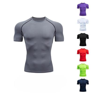 Erkekler Yeni Fitness Kısa Kollu Sıkı Karın Boyama Spor Vücut Şekillendirici Nefes Alabilir Hızlı Kuruyan Kas Eğitimi Kısa Kollu