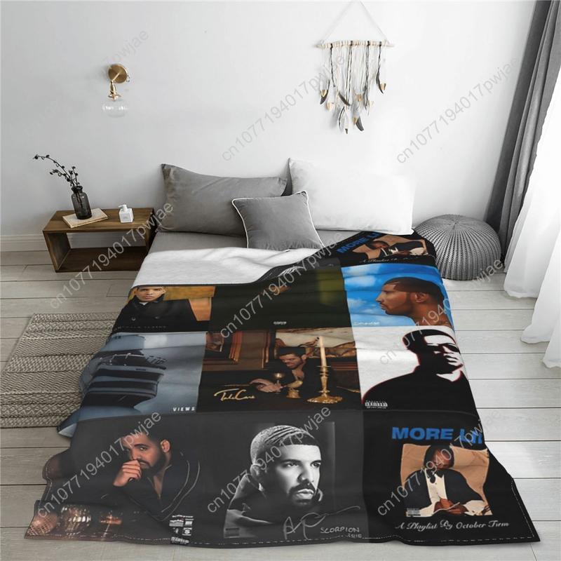 Music Drake Vintage Album Blanket Fleece Bed Throw Blankets Cozy Lightweight for Car Rug Piece Custom Blankets
