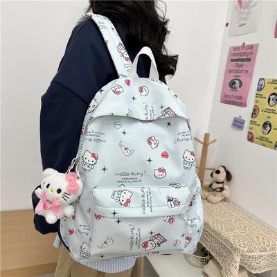 Mochila Fofa Desenho Animado Sanrio Hello Kitty Grande Capacidade Mochila Escolar para Estudante Personalidade Delicada Moderna Menina Bolsa Kt Presentes