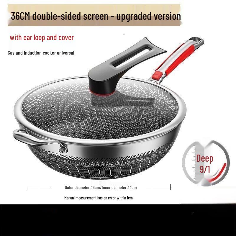 Wutuo Stainless Steel Honeycomb Non-stick Wok