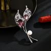 High-end Crystal Bindi Ginkgo Biloba Brooch Versatile Corsage Fashion Pin