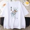 Swimming Colorful Jellyfish Print Women's Japan Harajuku Top Vintage Women's Cotton Harajuku Aesthetic Street High Class T-Shirt