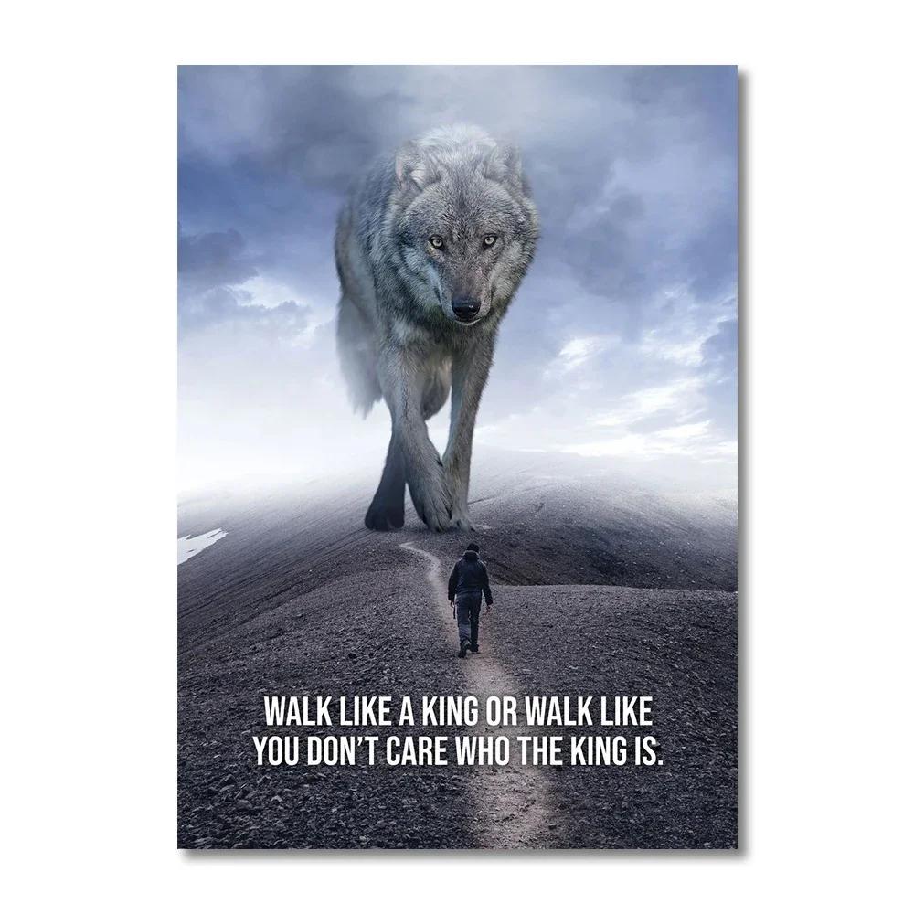 Motivational Animal Poster Eagle Tiger Lion Wall Art Canvas Painting Motto Picture for Living Room Home Decoration