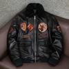 Mens Leather Bomber Jacket Genuine Cowhide Pilot Flight Jacket Cotton Lined Winter Coat