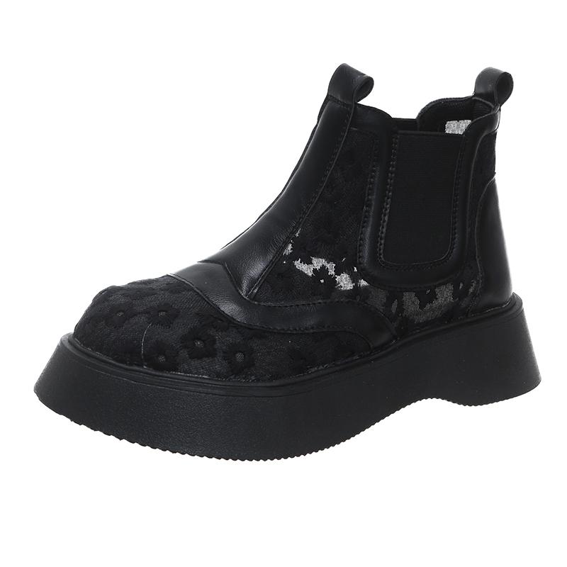 

2024 New Spring and Autumn Fashion Women s Boots Short High Quality Round Toe Square Heel Mesh Breathable Women s Boots 40