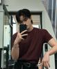 Lolangseoul Cool Curve Half T-Shirts(Burgundy)