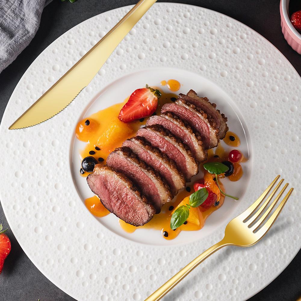 24pc/pack Titanium Plated Gold Gift Box Stainless Steel Knife Fork Spoon Tableware Flatware Set Festival Kitchen Dinnerware Gift