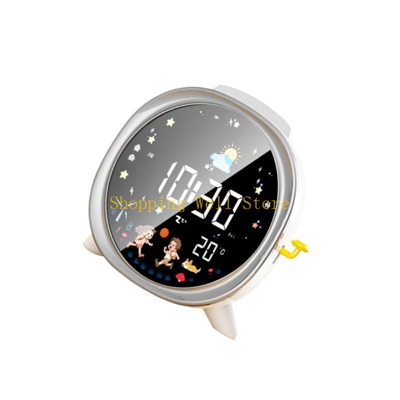 KX4B Digital Alarm Clock With Night Light Auto Dimming LCD Screen Modern Bedroom Essential and Child Friendly