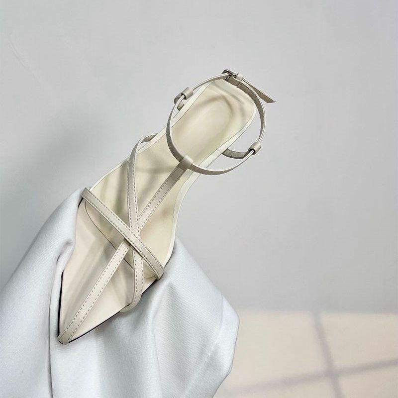 2025 Summer New Sandals Femininity Buckle Kitten High Heels Trendy Niche Design Simple Strap Women's Shoes