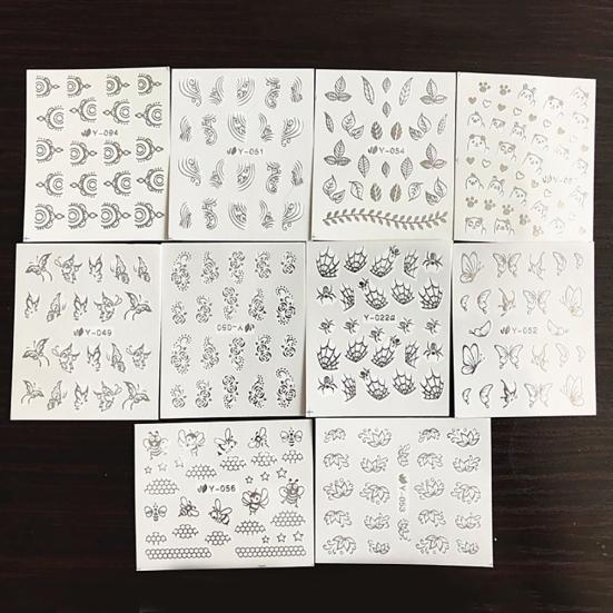 30 Sheets Golden Silver Butterfly Cat Spider Nail Art DIY Decor Sticker Decal