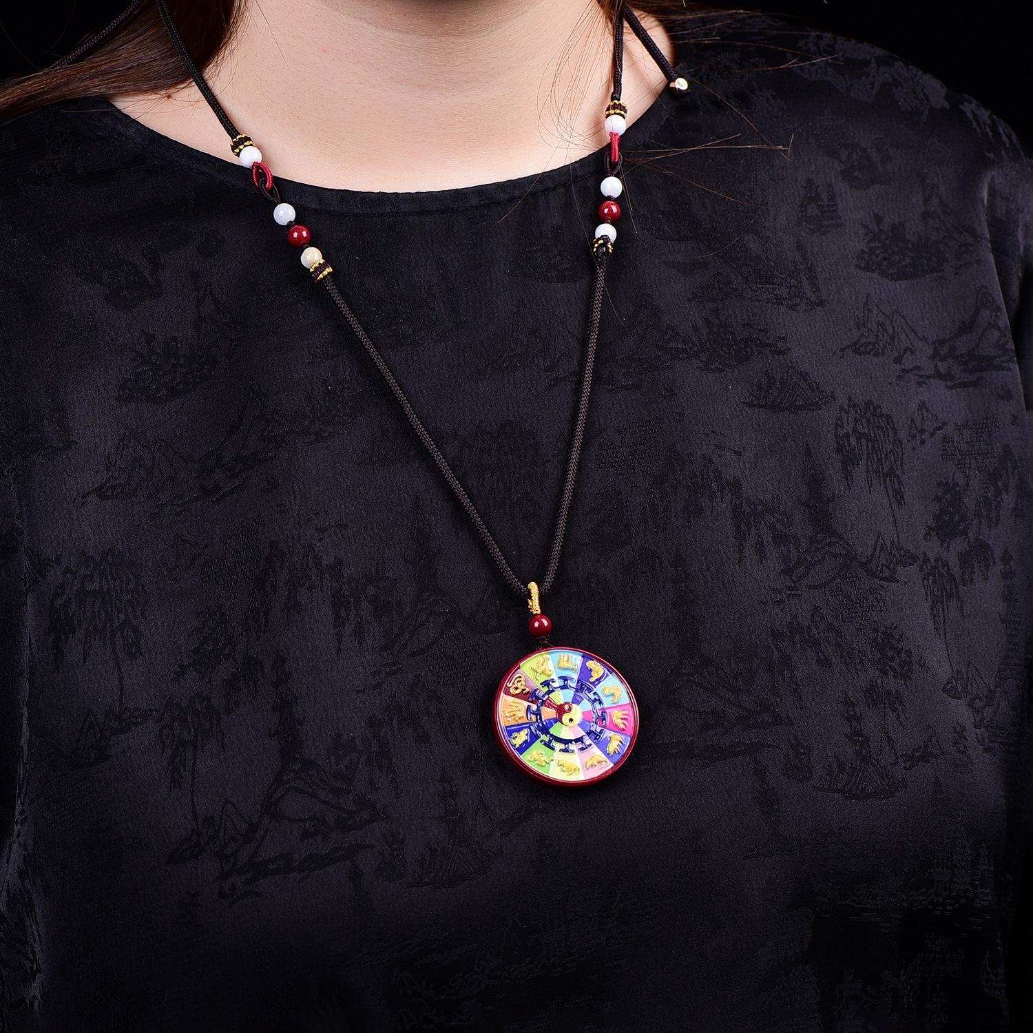 Cinnabar Zodiac Sign Pendant Necklace – Elegant Charm on Sweater or Collarbone Chain. High Content Cinnabar (Approximately 80%)