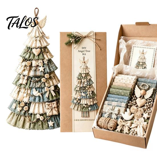 Cadeau d'artisanat de Noël pour adultes Kit d'arbre Patchwork Surdimensionné à faire soi-même, Ensemble d'assemblage en tissu à carreaux Rétro Décoration avec Ornements Suspendus Décoration de Maison de Fête