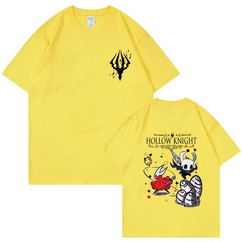 Hollow Knight Doppelseitiges Grafik-T-Shirt Unisex Damen Spiel-Liebhaber T-Shirts Unisex Mode Cartoon Übergroßes Kurzarm-T-Shirt
