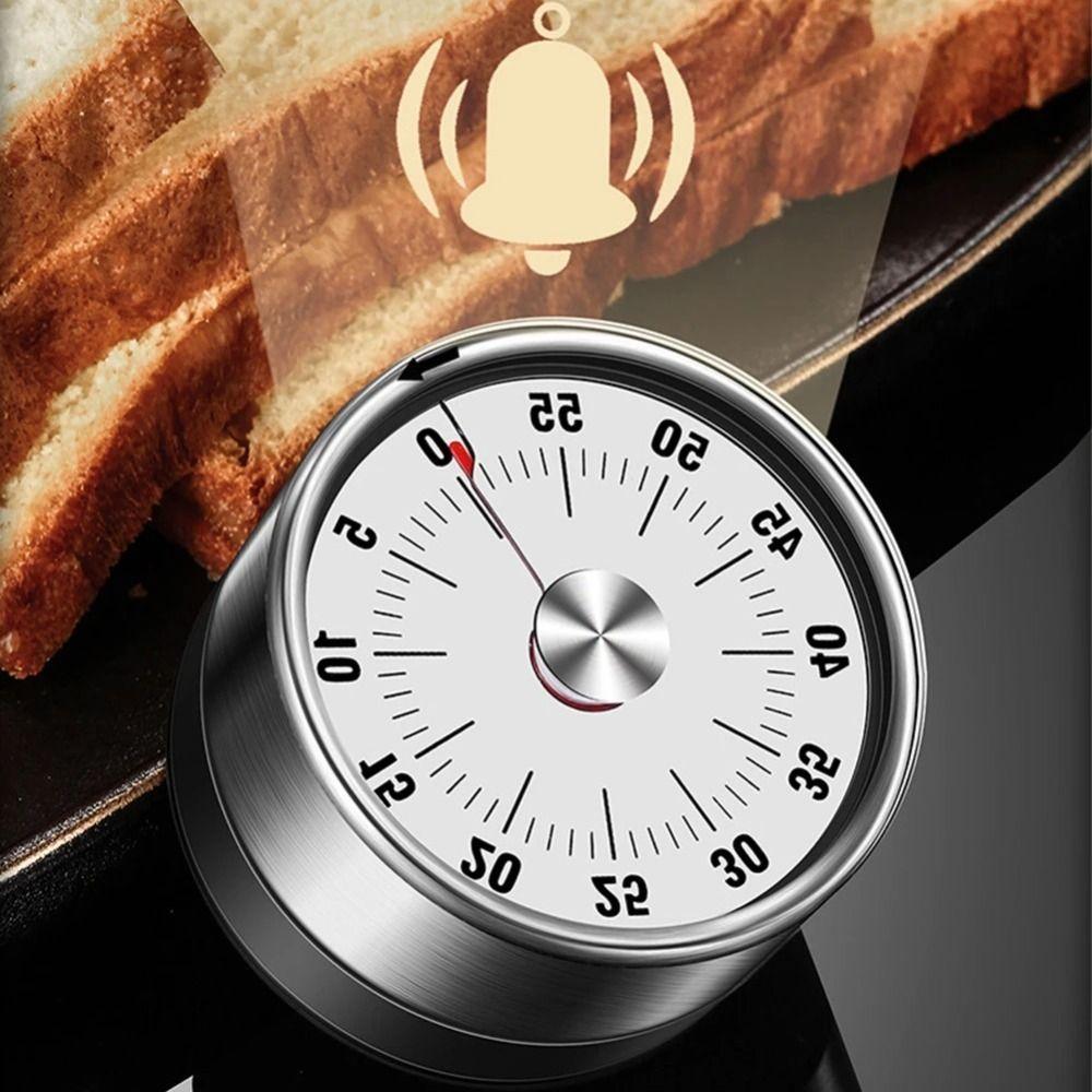 Magnetic Mechanical Timer Stainless Steel Alarm Clock Rotating Timer  For Study Cooking Baking