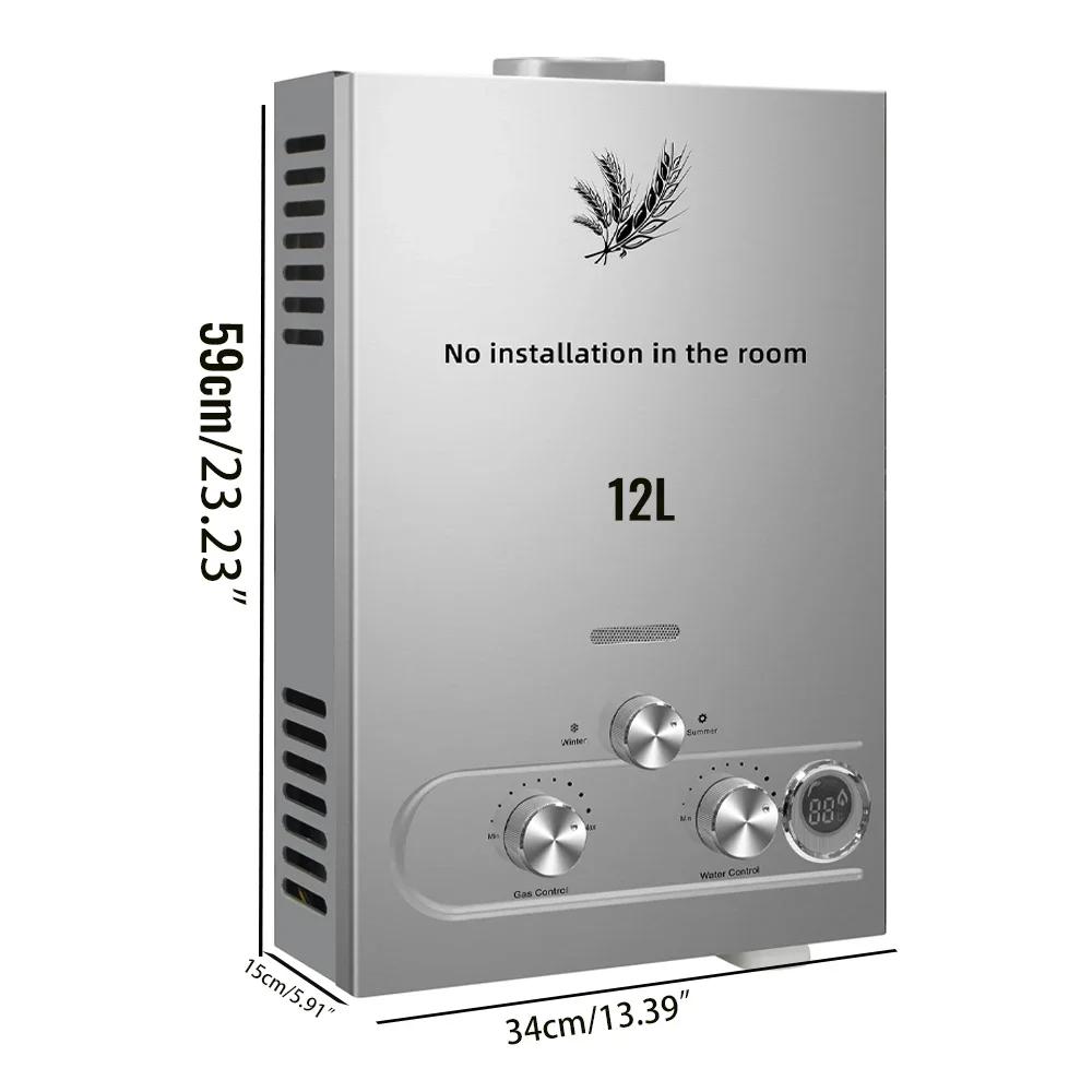 6-18L LPG Instant Gas Water Heater, Energy Saving Stainless Steel with LED Display, Safety Protection & Smart Control
