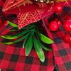 Christmas Wreath Decoration Red Artificial Poinsettias Buffalo Plaid Wreath with Star/Tree Ornament for Wall Window Porch Door Indoor Outdoor Decor