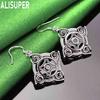 925 Sterling Silver Auspicious Square Ruyi Openwork Earrings - Fashion Gift Jewelry