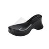 XJ-2 High-heeled Thick-soled One-word Cool Slippers for Women To Wear New Height-increasing Small Transparent Waterproof Sandals Slippers