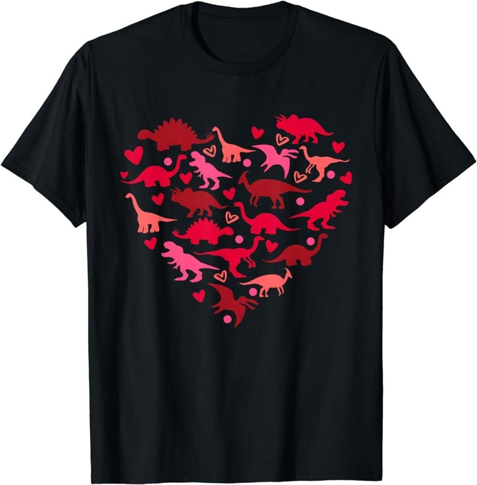 Dinosaur Love Heart T Rex Cute Valentines Day Boys Toddlers T Shirt Men Women