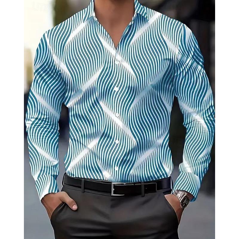 Men's Shirt Casual Shirt Beach Shirt Button Up Shirt Long Sleeve Geometric Abstract Lapel Casual Daily Clothing