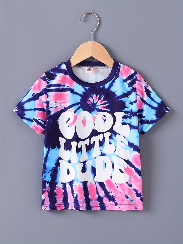 2026 Girl Summer Rainbow Tie Dye T-Shirt Short Sleeve Tee Top Crew Neck Clothes Child Girl Casual Outdoor Clothing Kids Tshirt