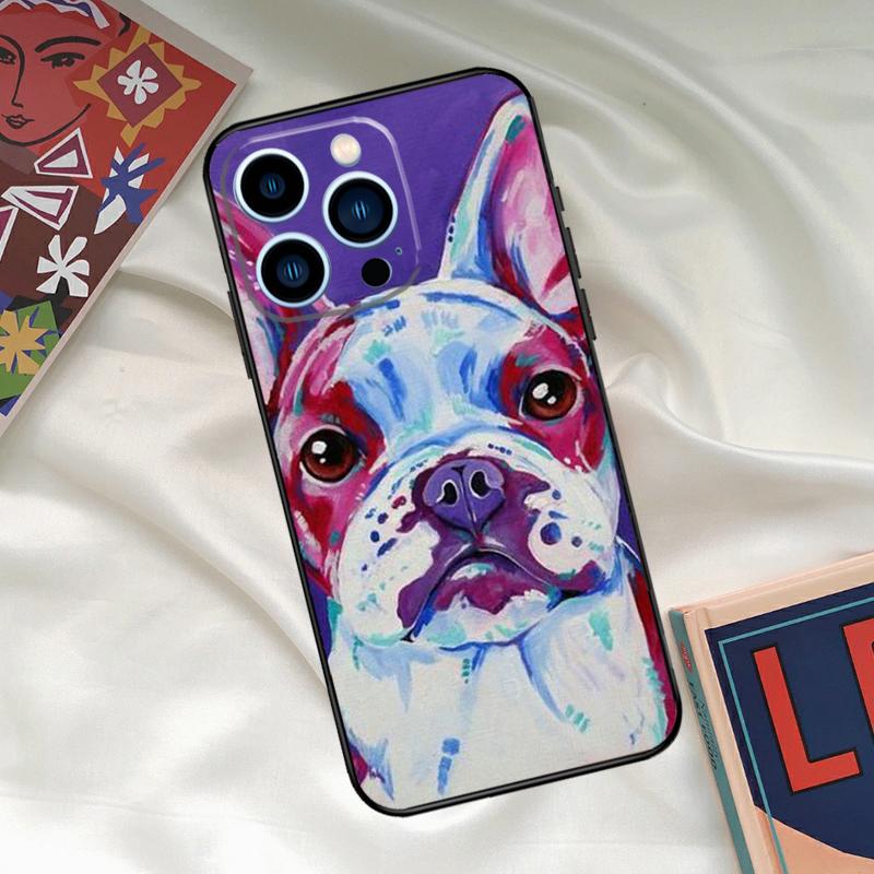 

Watercolor French Bulldog Painting Phone Case For iPhone 15 14 12 11 13 16 17 Pro Max 15 16 Plus 13 Mini 16e 17 Air Funda Cover iPhone 16
