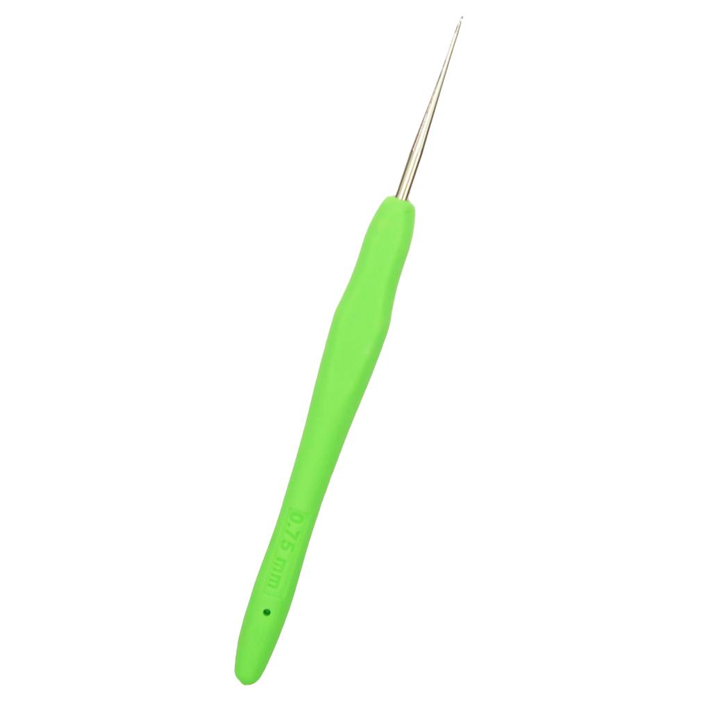 2pcs Soft Grip Handle Iron Metal Crochet Hook for Sewing Crafts 0.5mm 0.75mm