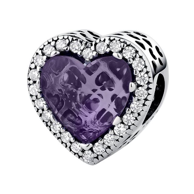 

Стерлингового серебра 925 пробы, хрустальные овальные бусины с сердцем из муранского стекла, циркониевые подвески, подходят для оригинального браслета, женские ювелирные изделия, очаровательные бусины