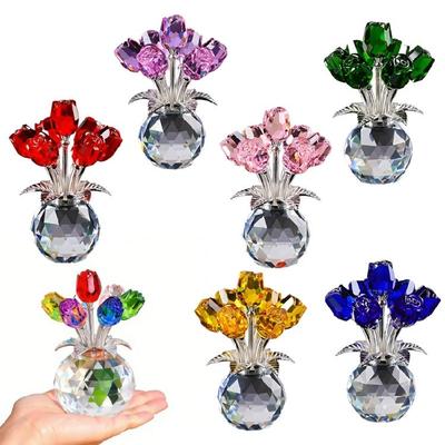 Figurina Fiore Rosa di Cristallo Regalo Romantico per Moglie Fidanzata Mamma per Compleanno Matrimonio Natale Decorazioni per la Casa