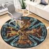 1PC Fiery Skull Office Round Rug, Non slip, Soft and Durable Office Rug for Interior Decoration, Perfect for Office