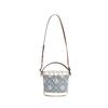 T Monogram Double T Logo Dutch Quilting Pattern Drawstring Denim Jacquard and Leather Bucket Bag Shoulder Crossbody Bag Small 143535-400