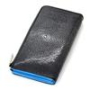 [Revetta] Stingray Leather Long Wallet, Sky Blue Interior, YKK Zipper, Galusha (Stingray) Leather, Black, Men's & Women's, Genuine Leather [192stw-4]