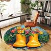 1PC Rain Boots Flowers Office Round Area Rug, Under Office Chairs Bedroom Living Room Home Decor, Carpet for Office -1110091