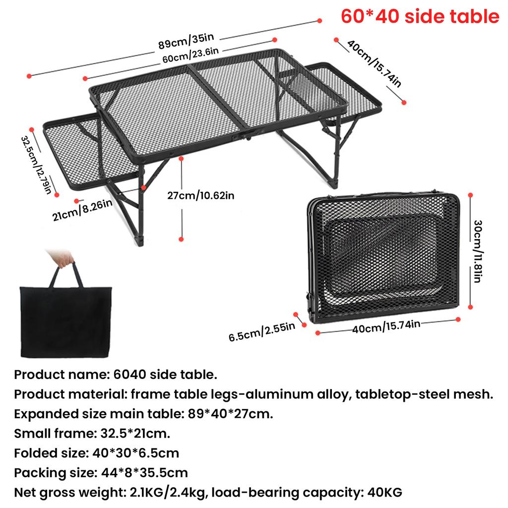 Camping Table Iron Mesh Folding Table Portable Outdoor Camping With Lifting Shelf Aluminium Alloy Dining Table