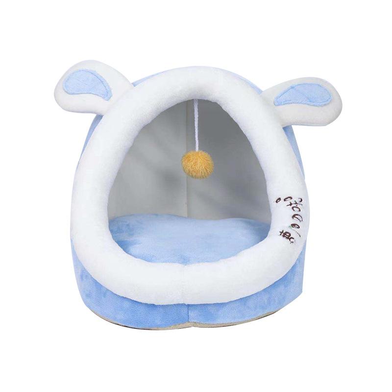 Cat Bed Dog House For Indoor Winter Warm Deep Sleep Comfort Pet Basket Cozy Little Mat With Ball Small Dog Kitten Accessories