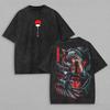 Vintage Washed Black Itachi Uchiha Graphic T Shirt Men Women Oversized Retro
